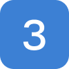 Blue square with white number three.