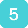 Number five in teal square icon.