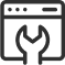Webpage maintenance icon with wrench