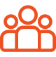 Icon of three people in orange.