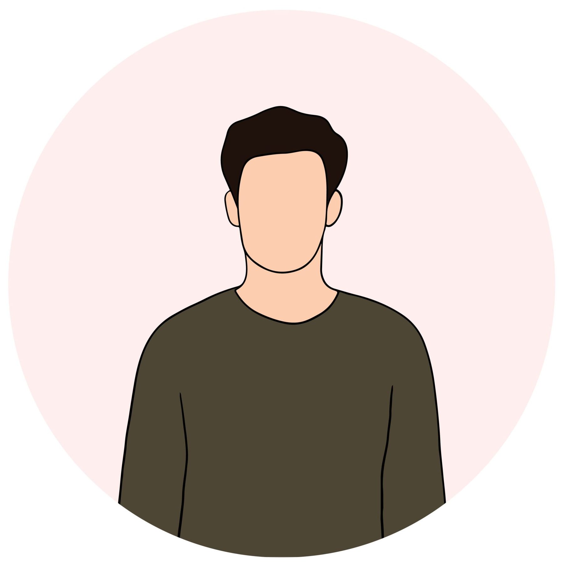 Illustration of faceless person in dark shirt.
